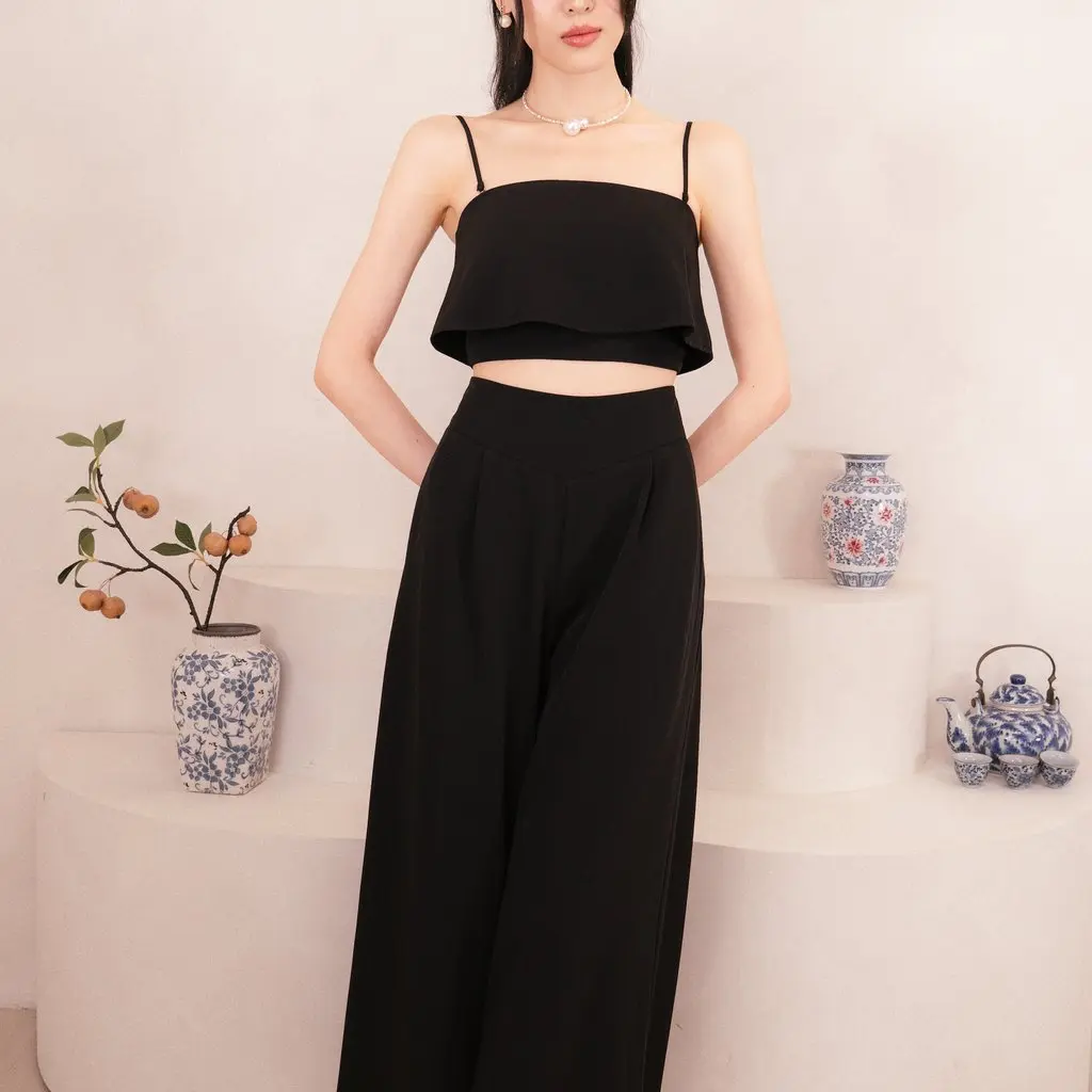 Alina High Waisted Pants in Black