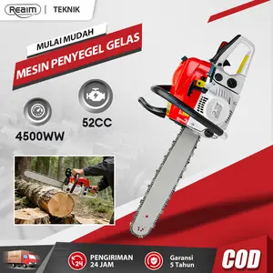 Mesin Potong Kayu 52CC 20inch Chainsaw 2Tak Untuk Gergaji Mesin Alat Outdoor Mesin Gergaji Kayu Gergaji Potong Pohon Kayu Tabung