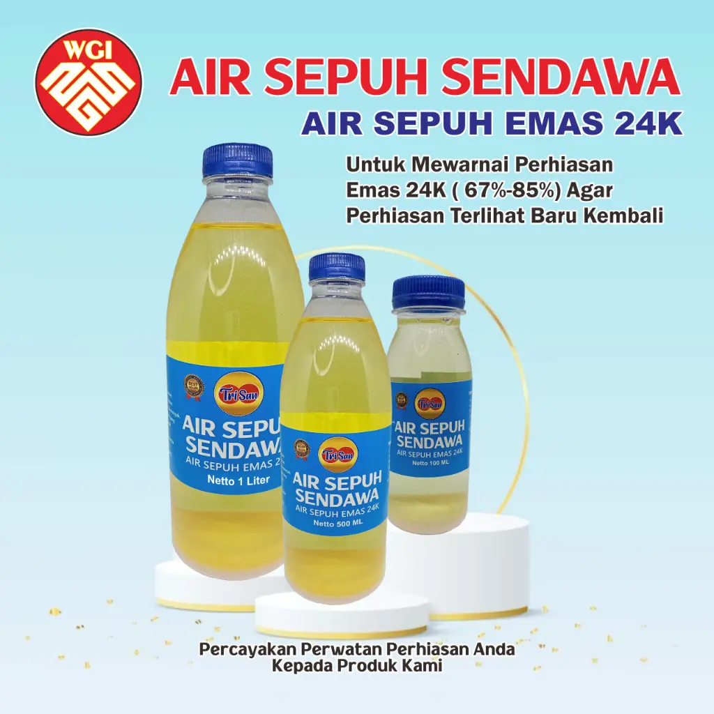 Trisan Golden Air Sepuh Sendawa Cairan Pembersih Pewarna Penguning Pengkilap Perhiasan Emas Perak Silver Logam Mulia