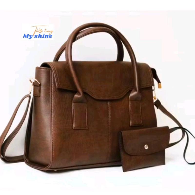 Túi xách công sở  đựng vừa laptop nhiều ngăn tiện dụng thanh lịch (kèm ví nhỏ)Unisex Da Bag Nữ
