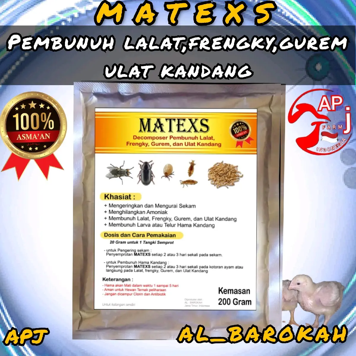 Obat Kutu Kandang Matexs Pembunuh Lalat dan Frangky dengan Efek Mati Perlahan mengering dan keropos.bisa mengeringkna sekam dan kotoran ayam