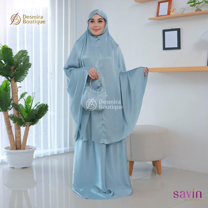 SAVIN BY DESMIRA -[ FREE SAJADAH ] MUKENA ELZYA CRADENZA SILK PREMIUM 2in1 Polos Cantik Dewasa Traveling 5