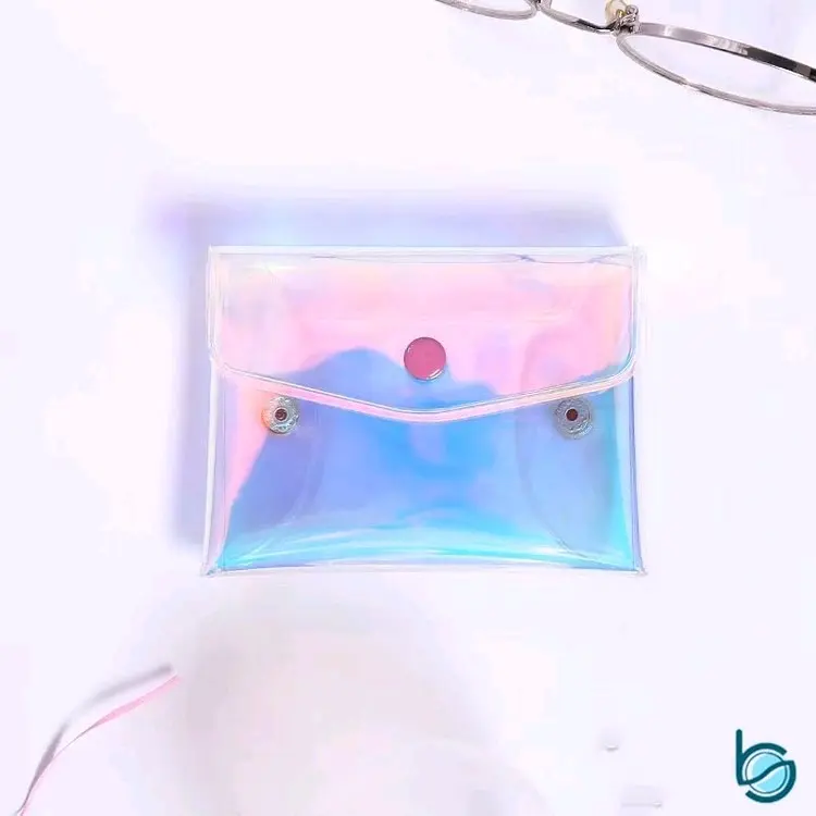 2 pcs pouch estetik tas wanita lucu transparan dompet hologram aesthetic dompet koin lucu bahan pvc 2