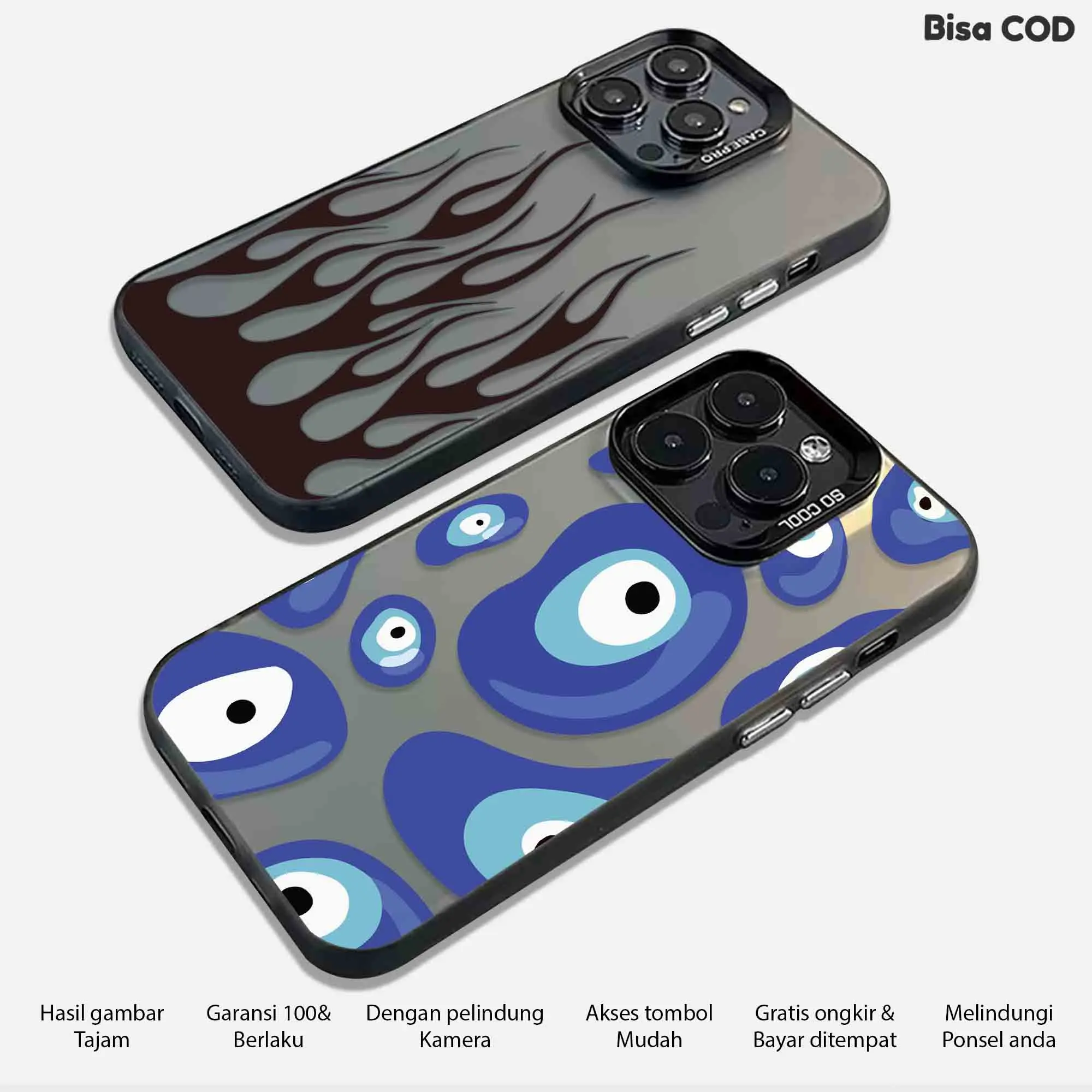 Kesing Hp Case IMD - Casing TECN Hologram Silikon Premium dengan Pelindung Kamera dan TPU Lembut - Handphone, Ponsel Motif CAMPURAN