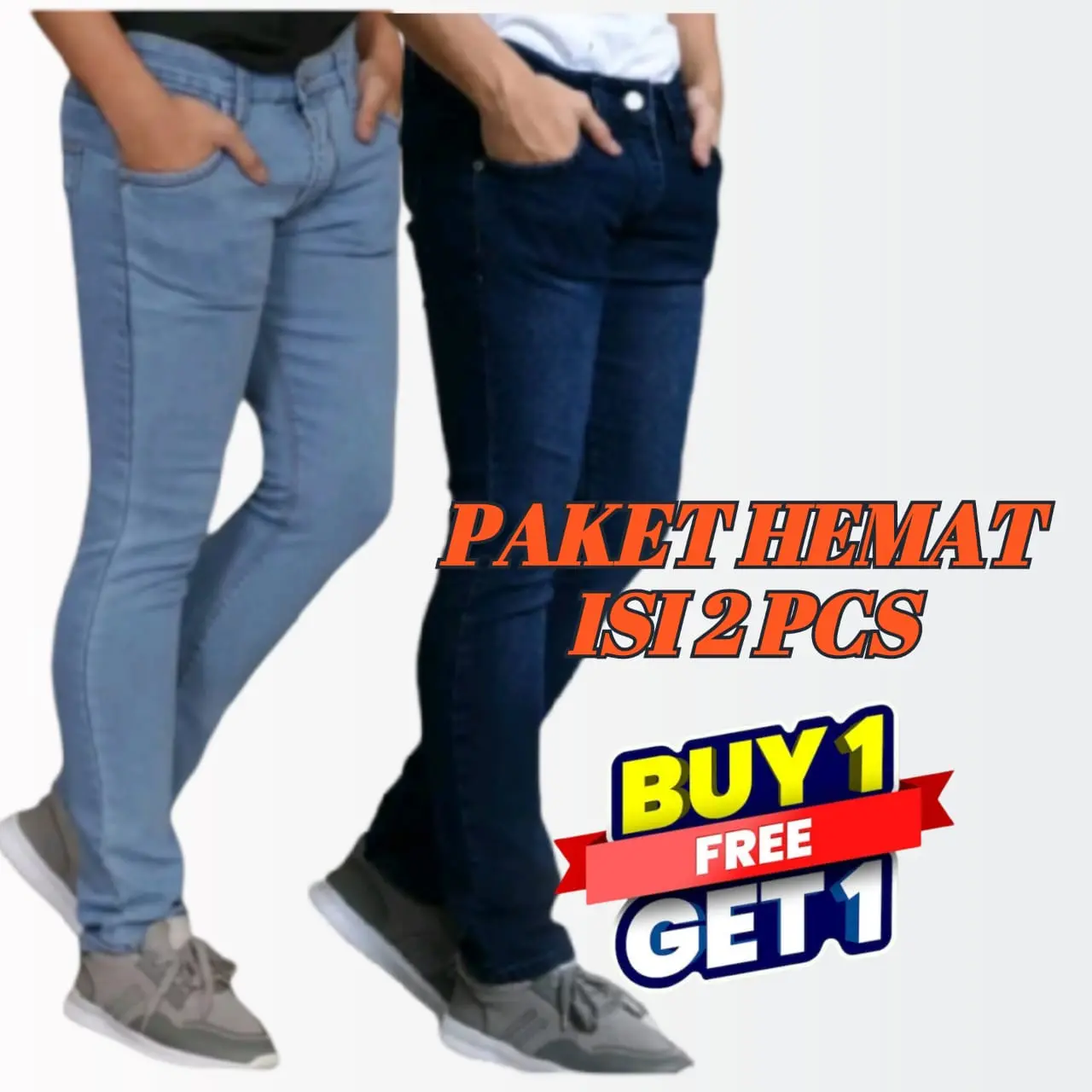 BUY 1 GET 1 CELANA JEANS PANJANG COWOK DEWASA BAHAN STRETCH READY SIZE 27-38