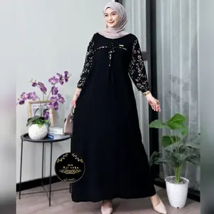 Gamis Arafah Cringkle Airflow Kombinasi Rayon Super Adem Halus Tebal Nyaman Resleting Depan Busui
