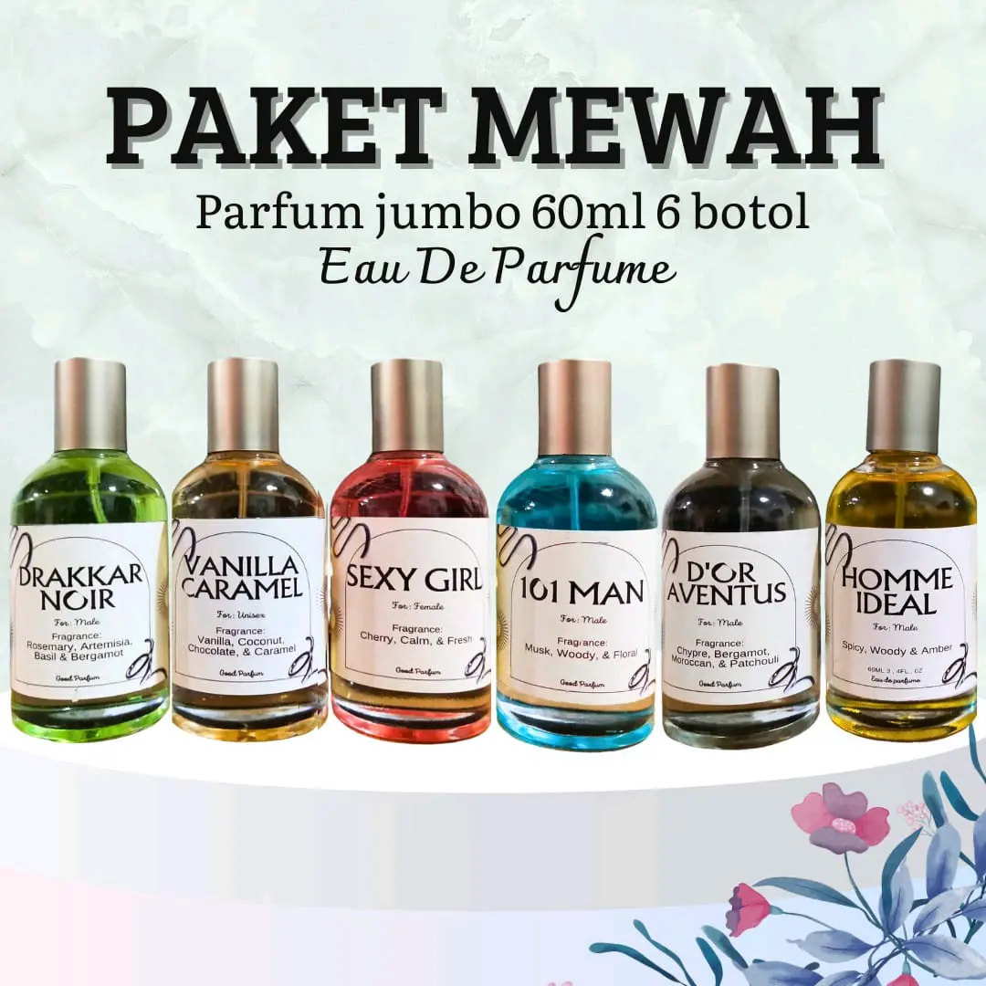 [COD] 6 Botol Parfum Jumbo 60ML EDP Pria Wanita
