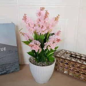 Satu Set Bunga Lavender Artificial 9 tangkai bunga Vas Kerang Plastik