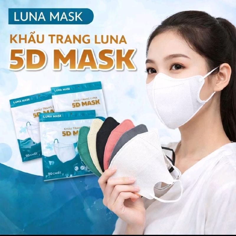 Combo 100 cái-50 cái-20cái khẩu trang 5D LUNA - kháng khuẩn- chống nắng