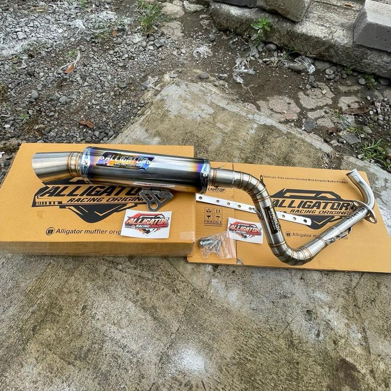 Knalpot Samlong Original Alligator Halfblue New Emblem [ inlet 38 mm ] free triplat Nmax Aerox Beat Mio Scoopy Vario Pcx lexy Xride fino Fazio Freego dll Bracket Laser Motor Motorcycle 6