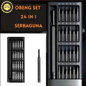 Obeng Set 24in1 obeng Magnet Multifungsi isi 24 Obeng Servis hp/obeng jam tangan dan lainnya serbaguna