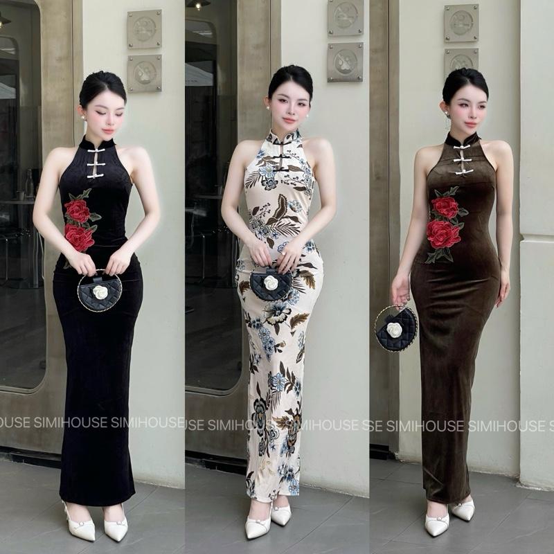 VÁY BODY D206 SƯỜN XÁM NHUNG THÊU HOA ( SIMIHOUSE )