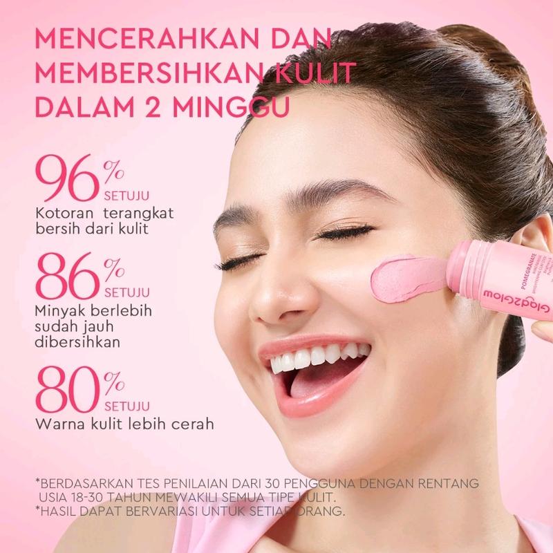Clay Stick Glad2Glow Pomegranate Niacinamide Brightening 25g untuk Mencerahkan Wajah wajah berjerawat tea tree oil masker jerawat masker wajah untuk chicken skin g2gclaystickpink masker roll 2