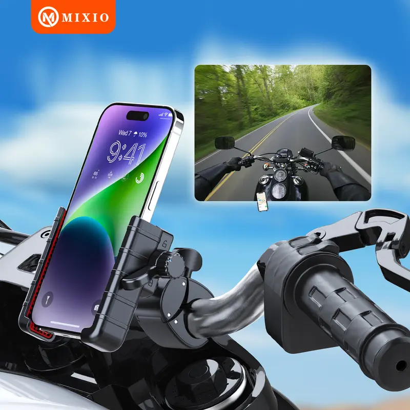 MIXIO ZM-18 Holder Motor Anti Maling Premium Bike Handphone Phone Holder HP Stang Sepeda Motor 3