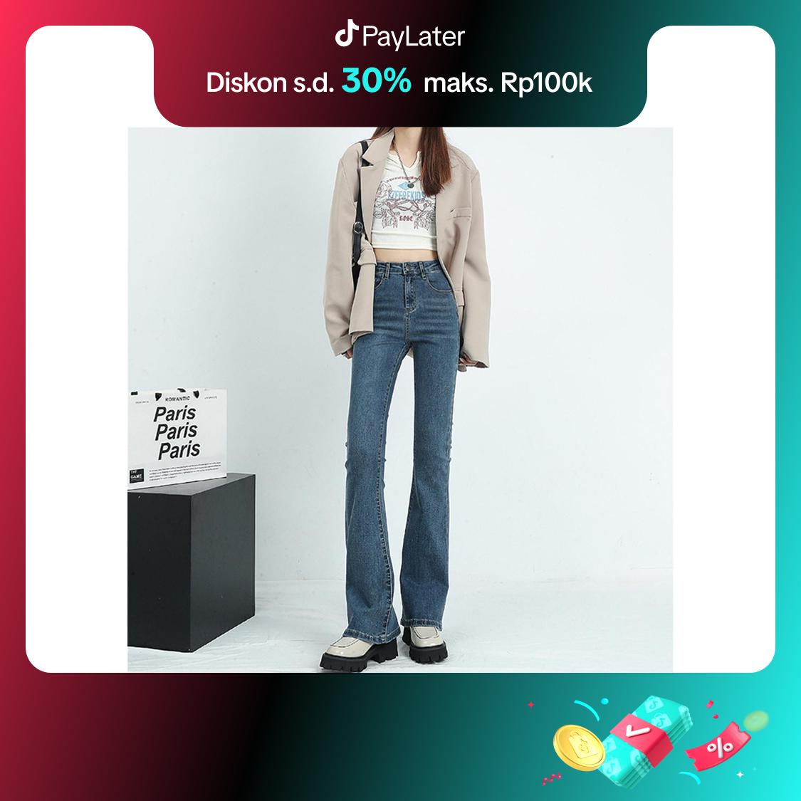 lulu-jeans Celana Jeans Cutbray Wanita /  Jeans Cutbray Wanita Biru Retro Highwaist Import 2026