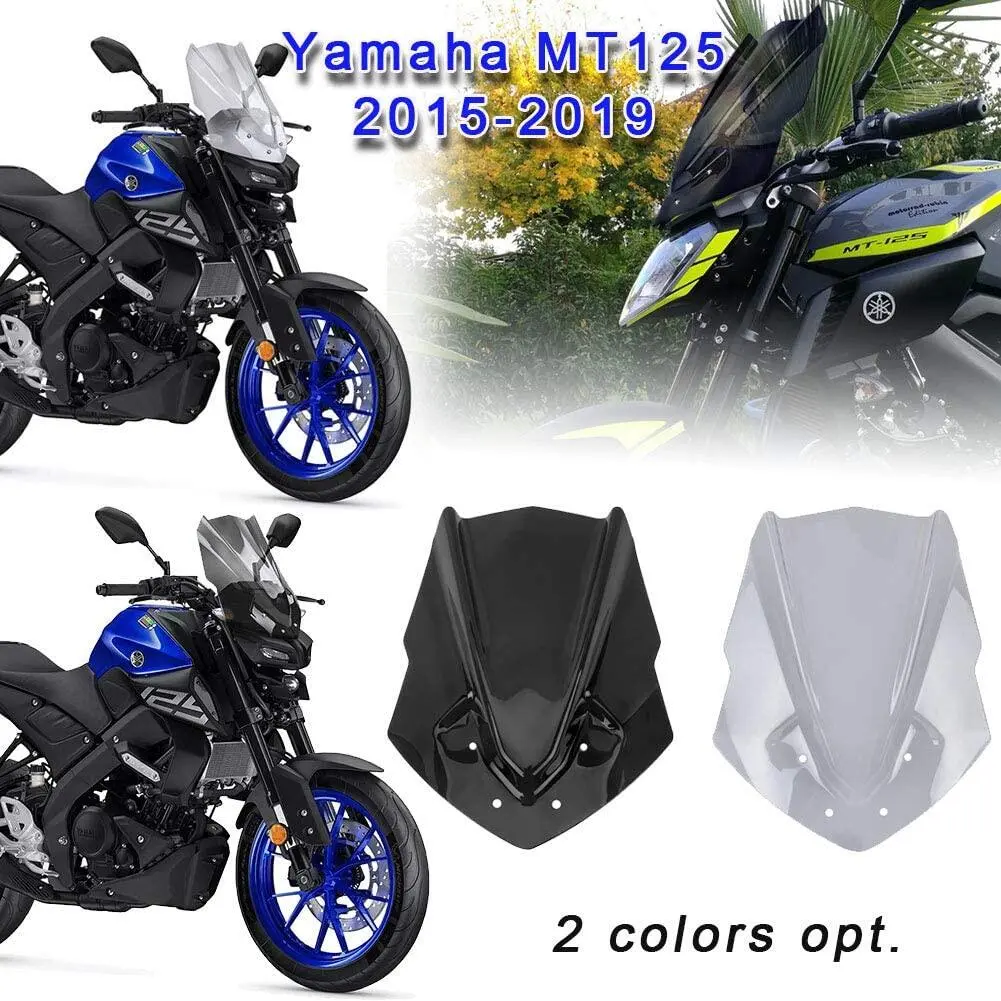 Ultrasupplier-Kính Chắn Gió, Kính Chắn Gió, Luồng Khí, Bộ Làm Lệch Hướng Gió, Bảo Vệ Màn Hình Flyscreen Cho YAMAHA MT125 2015-2019