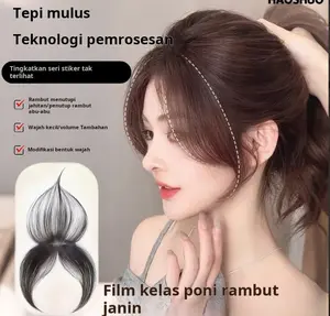 Bagian wig untuk perempuan, ringan dan cerdas, dengan bagian pengganti ultra-tipis tambahan di atas kepala untuk perempuan