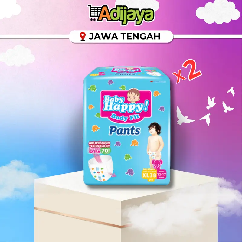 [SUPER HEMAT] 2 BALL BABY HAPPY SUPER JUMBO M48 / L42 / XL38 baby diapers 4
