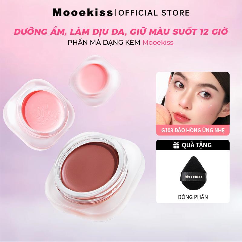 [MỚI] Phấn má dạng kem Mooekiss, hiệu ứng căng bóng tự nhiên, nâng tông, làm sáng và tạo khối,màu sắc tươi tắn phù hợp cho da vàng và da ngăm, thân thiện với người mới bắt đầu, chống nước, giữ màu suốt 12 giờ 5g