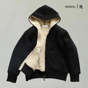 Noree Sweater Hoodie Zipper Sherpa - Hoodie Sherpa Musim Dingin Tebal Dan Hangat - Jaket Hoodie Furing Bulu Tebal