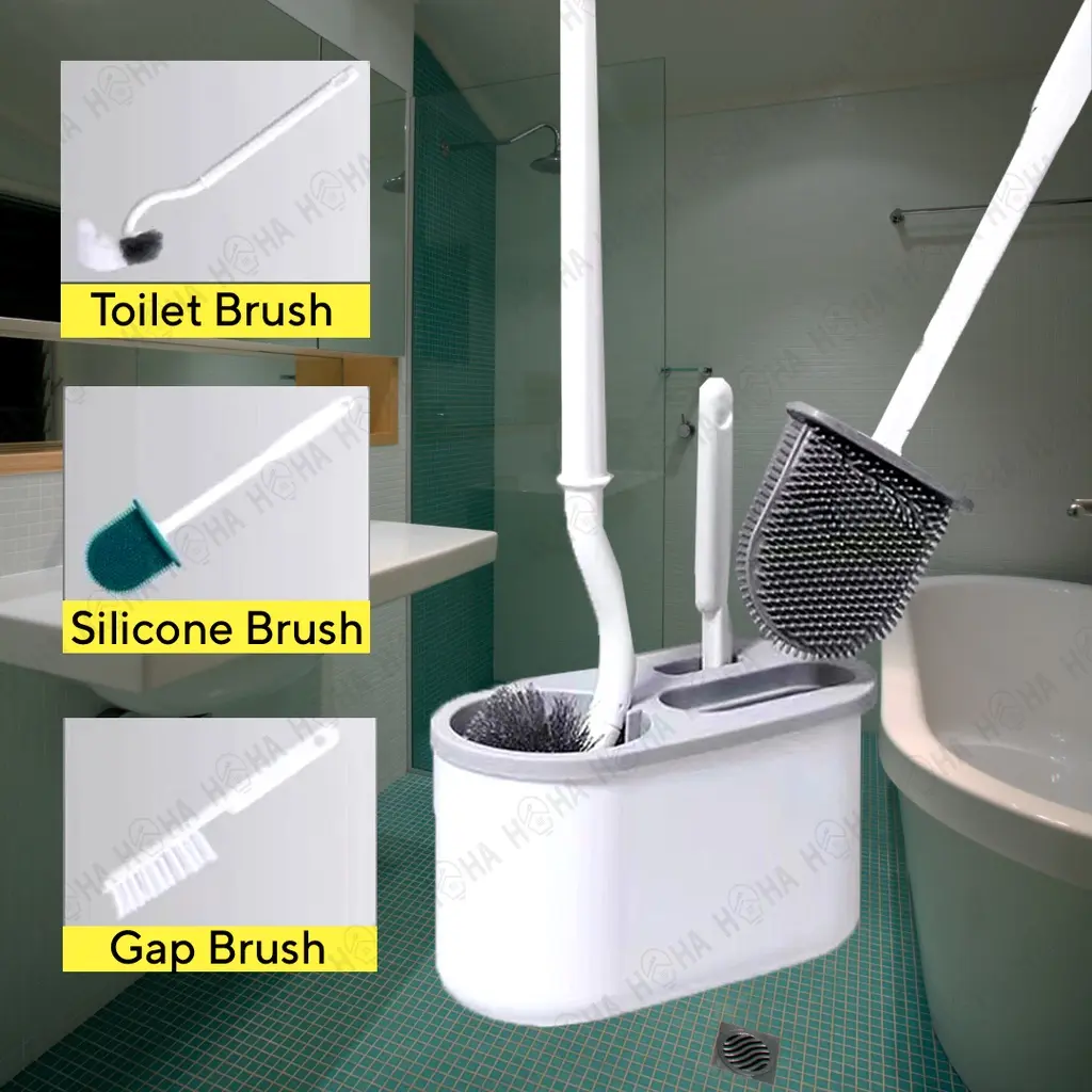 3 in 1 Toilet Bowl Brush Silicone Brush Gap Nordic Style No Dead Angle Cleaning Tool With Holder Set Berus Cuci Basuh Jamban Mangkuk Tandas Viral enyembur Pembersih Silikon