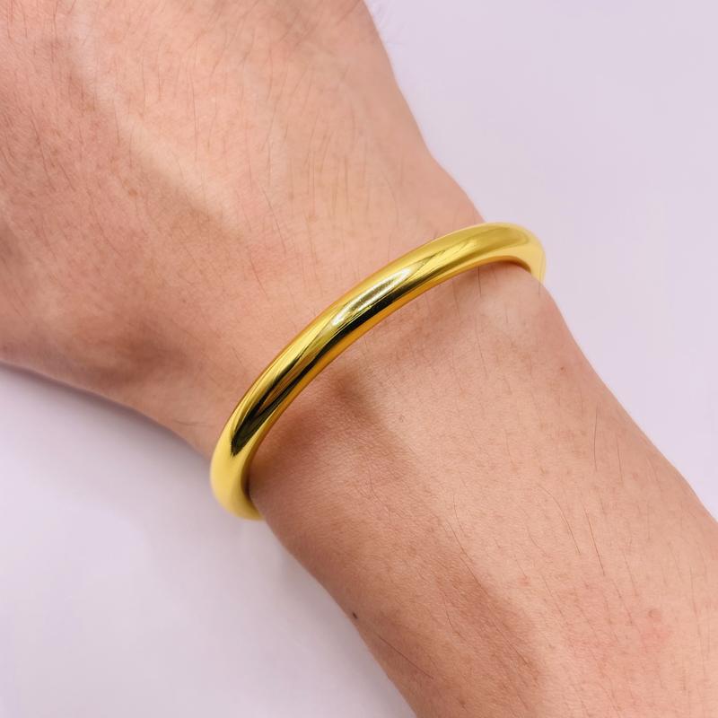  Vòng tay trơn màu vàng chất liệu bằng titan có khóa bền đẹp Lắc tay trơn titan khóa giấu trangsucmoiluatuoi.RIN 