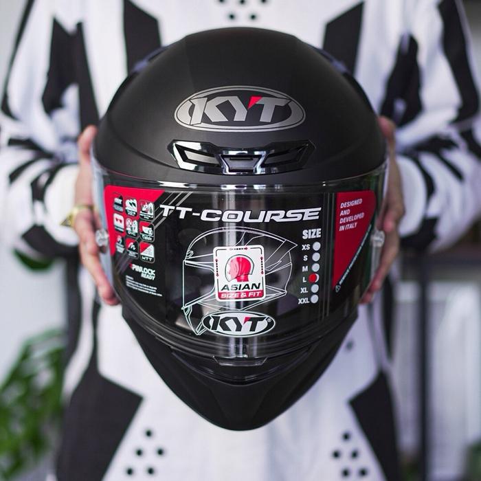 Gambar KYT TT Course Solid (Black,Black Doff,dll) dari Bandung Helmet Gallery Kota Bandung Tokopedia