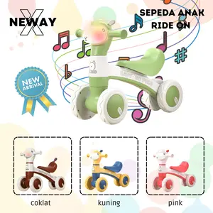 NewayX Sepeda Anak Ride On Mainan Keseimbangan Dorong Balance Bike Lampu Musik Roda Empat Toys