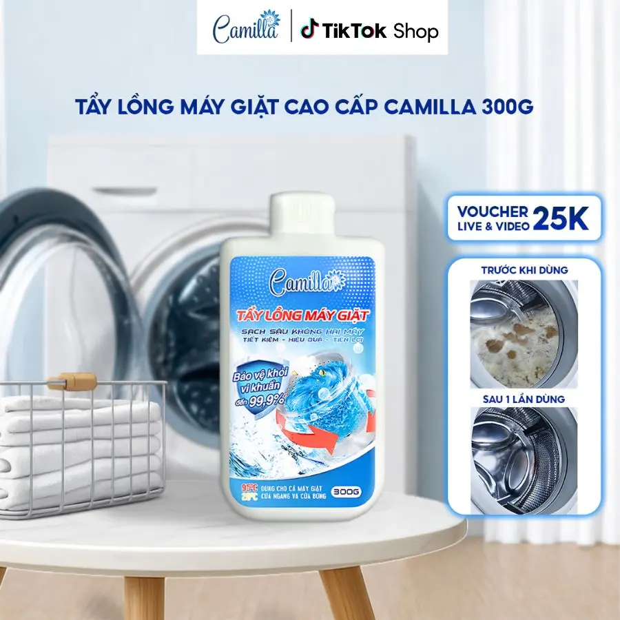 Hộp Tẩy Lồng Máy Giặt Cao Cấp CAMILLA Tẩy Sạch Cặn Bẩn, Khử Mùi Hôi, An Toàn | Hộp 300Gr