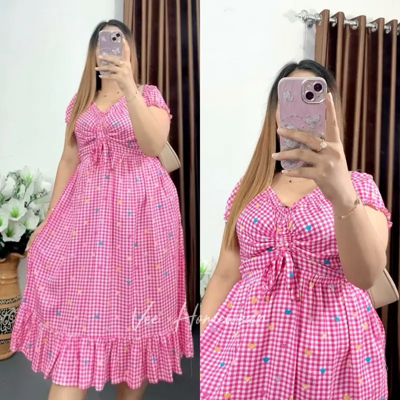 Violin Dress By Vee Homewear Summer dress Daster Rayon Dress wanita kekinian Karet Bumil Busui Serut Motif Viscose 1