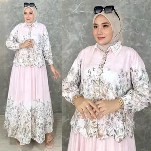 READY STOK Alisa Setelan Rok Ceruty Full Furing Ld 110 Ld 120 Lengan Kancing by Mumu Fashion Kerah Mewah Wanita