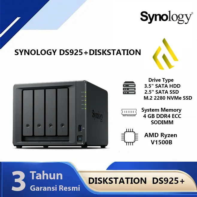 Synology DiskStation DS925+ 4-Bay NAS Server Storage Cloud DS925 Plus
