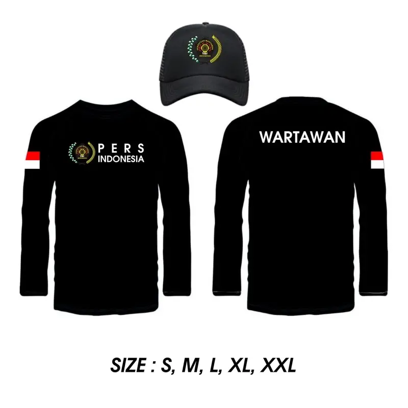 Kaos Bonus Topi Lengan Panjang Pers Wartawan Indonesia // Kaos profesi