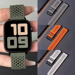 （Tidak termasuk jam）Strap Silikon untuk For Redmi Watch 6/5/4/3 Lite Active & Xiaomi Mi Band 8/9 Pro Tali Jam Tangan dengan Lubang Bernapas Penyambung Magnetik Tahan Air Cocok untuk Sehari-hari Olahraga Bisnis