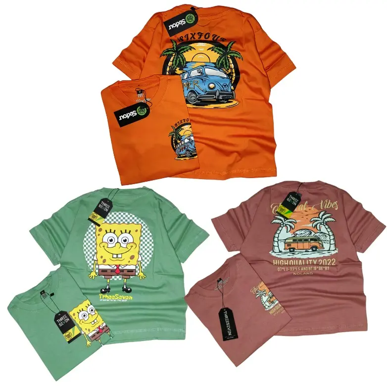 Paket 3 pcs kaos distro anak branded laki laki dan perempuan usia 3,5-12 tahun Combed 30s Bunda 3