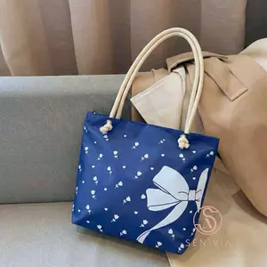 SENIVIA - Totebag Wanita Tas bahu Wanita Motif Pita Totebag Kuliah Kekinian Tas Tali Sumbu Resleting