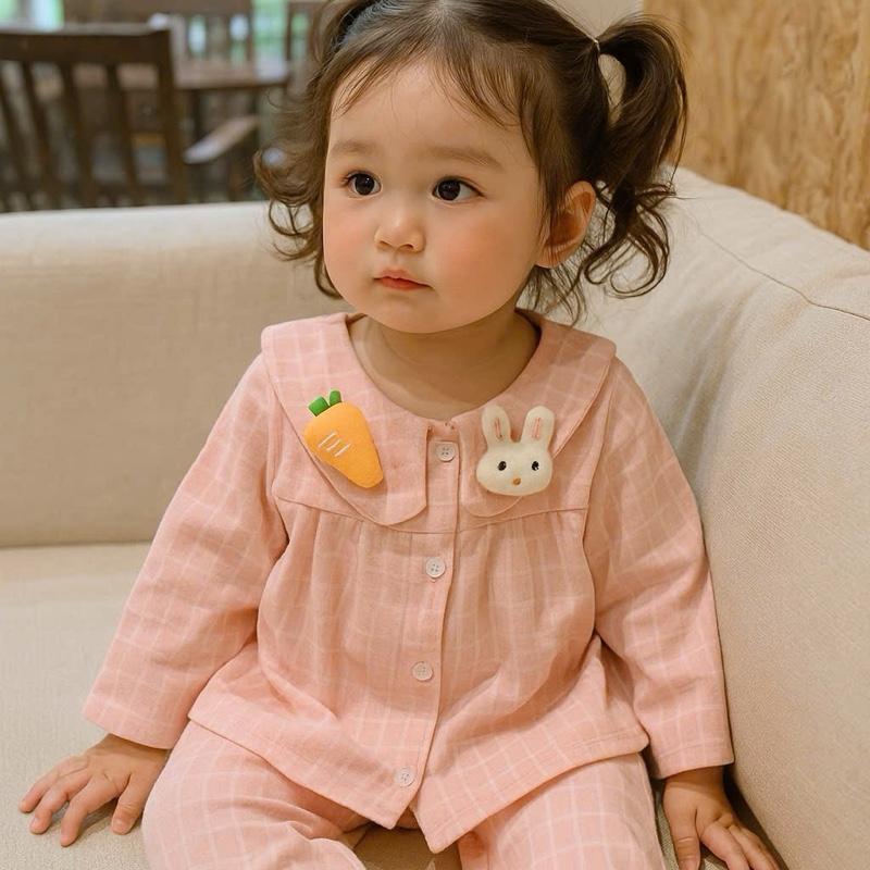 Bộ pizama thỏ carot nỉ lông 3 màu cho bé gái 7-14kg