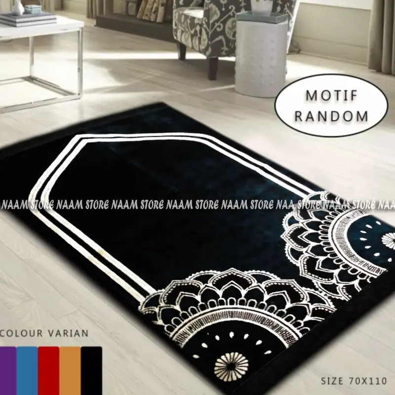 Sajadah Sholat Dewasa Motif Flora Ukuran 110x70cm Bahan Lembut Tebal Standart 0