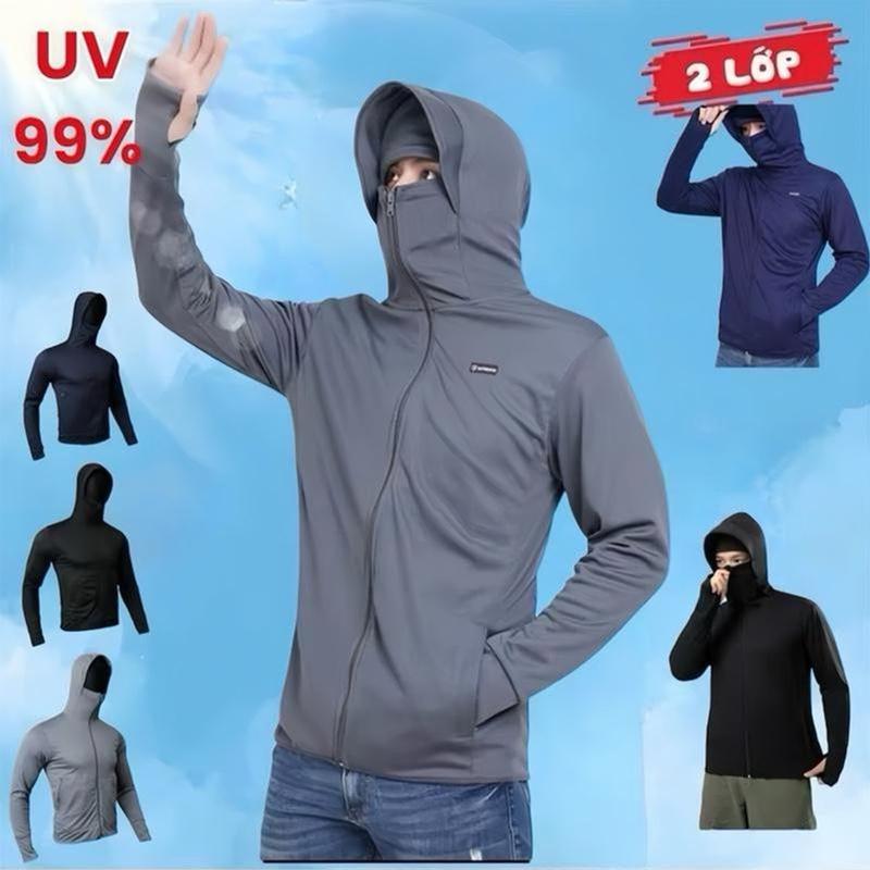 Áo Chống Nắng Nam 2 lớp che trán 2025 UPF50+ chống tia UV nam nữ áo chống nắng nam 2 lớp vải sịn mát HÀNG VIỆT NAM XUẤT KHẨU áo chống nắng nam đẹp 2025 áo nắng nam mát lạnh áo chống nắng nam 2 lớp dày dặn áo khoác sơ mi có nón