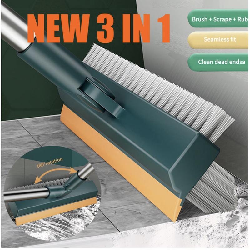 Sikat Lantai Wiper 3in1 Pembersih Lantai Dinding Kamar Mandi Gagang Panjang Portable Sapu Lancip Model V | Sikat Toilet +Sapu air 0