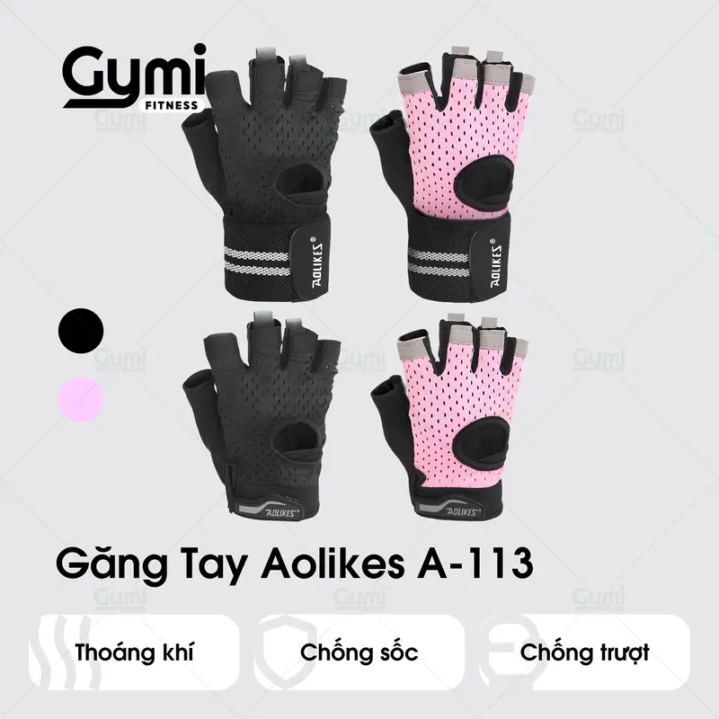 Găng Tay A-113 | Găng Tay Nam Nữ Tập Gym, Tập Thể Thao - Bao Tay  Chống Trơn Trượt 1