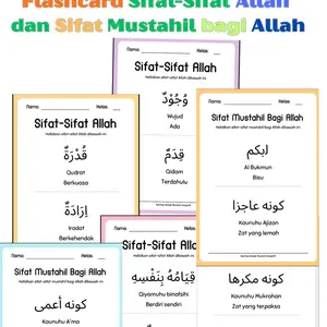 Flashcard Sifat-Sifat Allah dan Sifat Mustahil bagi Allah untuk Anak Muslim Kecil