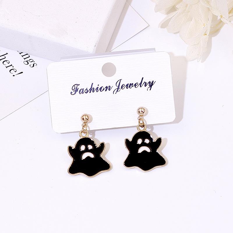 Product Introduction of 925 Silver Needle Halloween Earrings for Women Students Ghost Pumpkin Witch Pendants Drop Ear Jewelry 22
