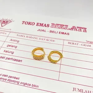 Anting Wanita Emas Muda Dua Baris | Tahan Luntur & Mewah