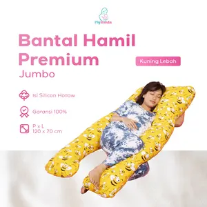 My Bunda Collection - Bantal Penyangga Perut Jumbo Motif Kuning Lebah | Bantal Ibu Hamil Premium - Bantal Bumil Busui