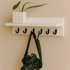 Rak Gantung Ambalan Gantungan kunci, Rak Dinding Ambalan Gantungan Kunci, Rak Gantungan Aesthetic MK Kayu Putih