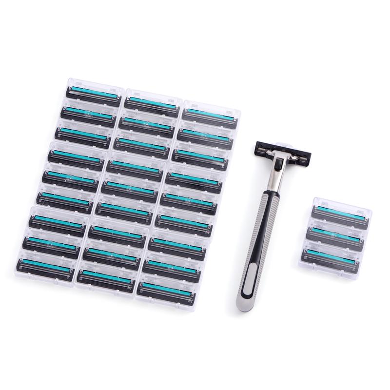 Manual Man Razor 1 Handle with 30 Cartridges Twin Blades Disposable ...