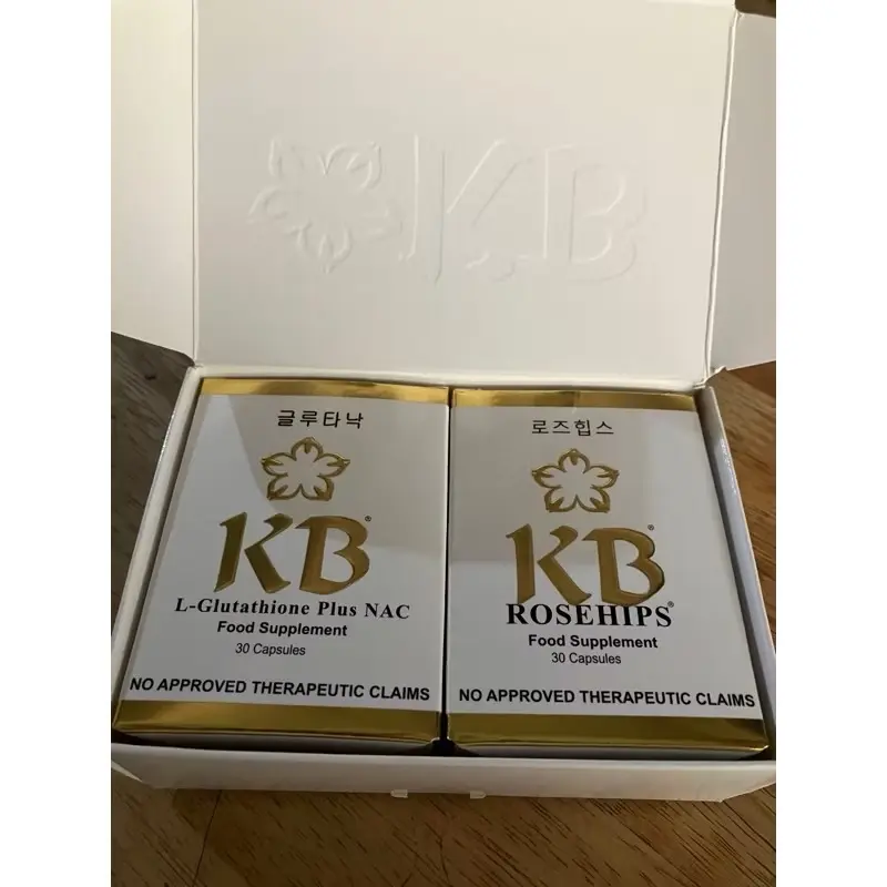 KB L-Glutathione Plus NAC 500mg 30 Capsules Rosehips 500mg 30 Capsules 2 BOXES