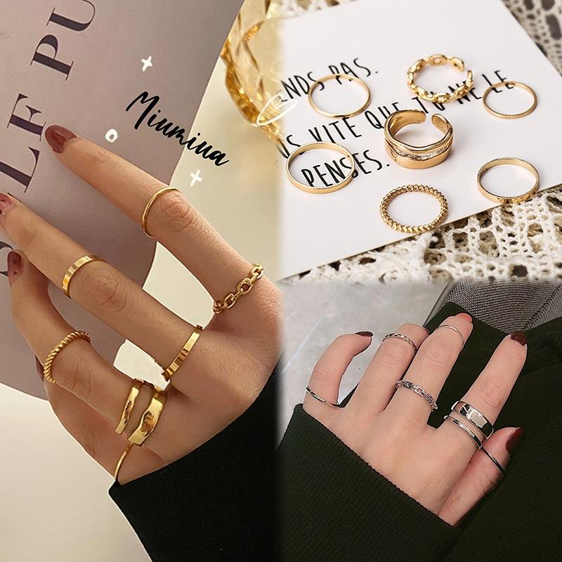 Set 7 nhẫn phong cách thời trang retro dành cho nữ