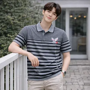 PM | kaos kerah pria wangki salur logo trending |Kaos kerah wangki salur semi cotton |"Kaos Polo Salur Pria Semi Katun Strip  salur keren - Baju Kerah Cowok Seragam Kantor"Polo Salur Stripe Premium Korean Style Soft Touch Kaos Kerah Pria Motif Garis Salur